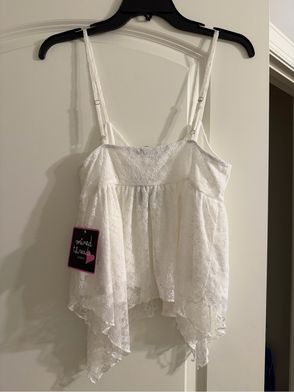 White Lace Handkerchief-Hem Camisole Top - Picture 2 of 2